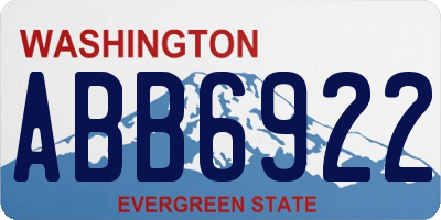 WA license plate ABB6922