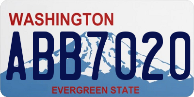 WA license plate ABB7020