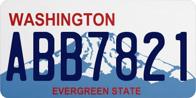 WA license plate ABB7821