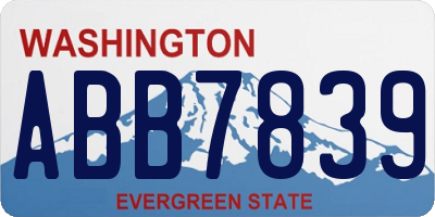 WA license plate ABB7839