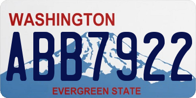 WA license plate ABB7922