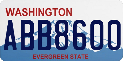 WA license plate ABB8600