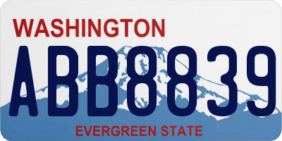 WA license plate ABB8839