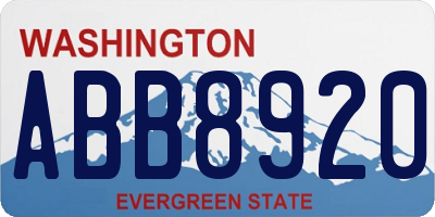 WA license plate ABB8920