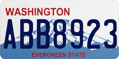 WA license plate ABB8923