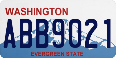 WA license plate ABB9021
