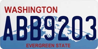 WA license plate ABB9203