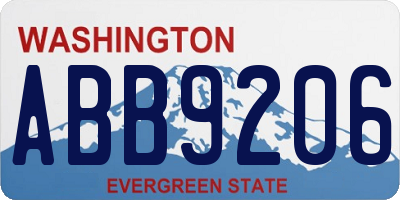 WA license plate ABB9206