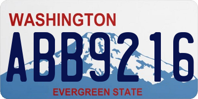 WA license plate ABB9216