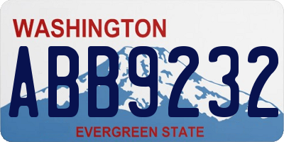 WA license plate ABB9232