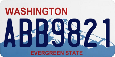 WA license plate ABB9821