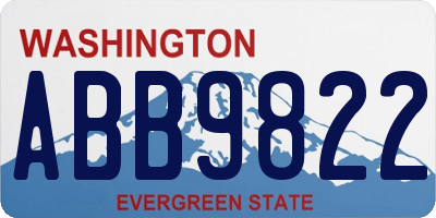 WA license plate ABB9822