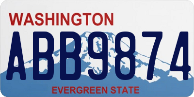 WA license plate ABB9874