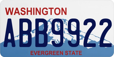 WA license plate ABB9922
