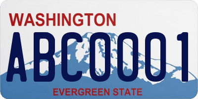 WA license plate ABC0001