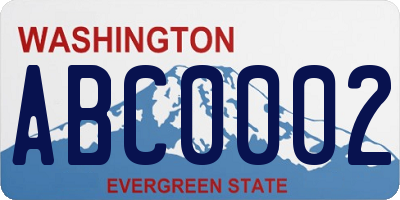 WA license plate ABC0002