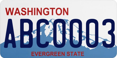 WA license plate ABC0003