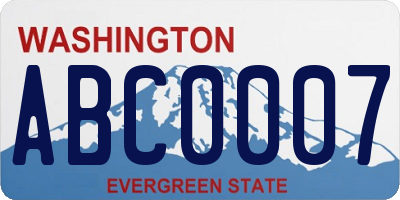 WA license plate ABC0007