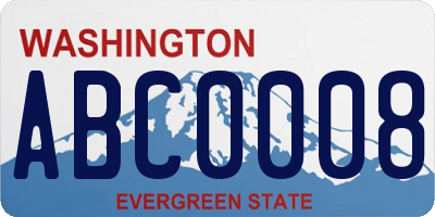 WA license plate ABC0008