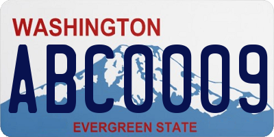 WA license plate ABC0009