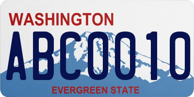 WA license plate ABC0010
