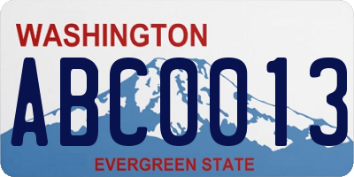 WA license plate ABC0013
