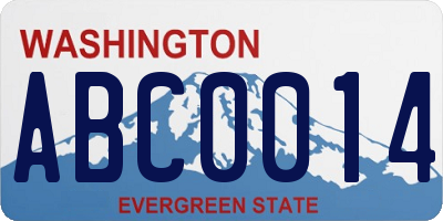 WA license plate ABC0014