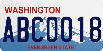 WA license plate ABC0018