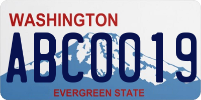 WA license plate ABC0019