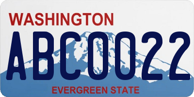 WA license plate ABC0022