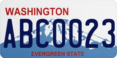 WA license plate ABC0023