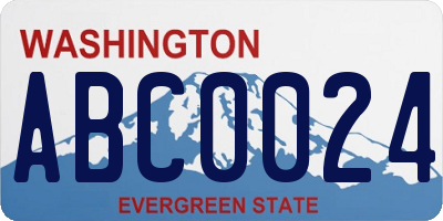 WA license plate ABC0024