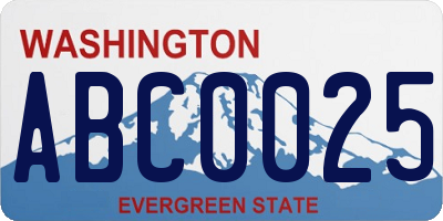WA license plate ABC0025