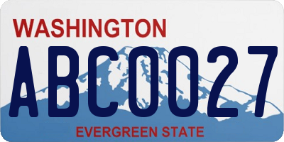 WA license plate ABC0027