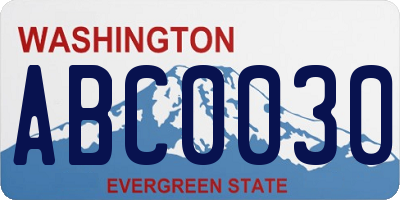 WA license plate ABC0030