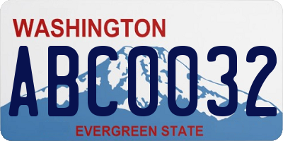 WA license plate ABC0032
