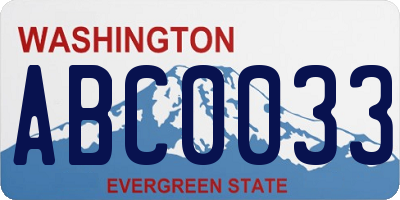 WA license plate ABC0033