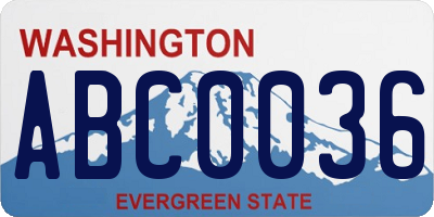 WA license plate ABC0036