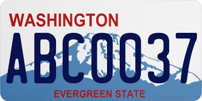 WA license plate ABC0037