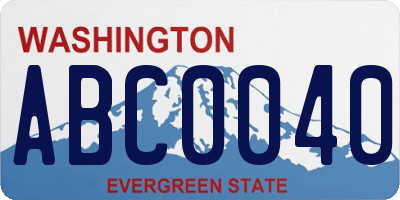 WA license plate ABC0040