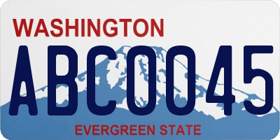 WA license plate ABC0045
