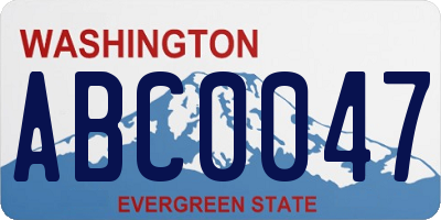 WA license plate ABC0047