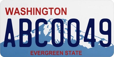 WA license plate ABC0049