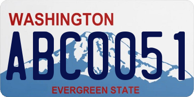 WA license plate ABC0051