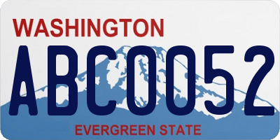 WA license plate ABC0052