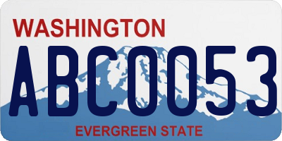 WA license plate ABC0053