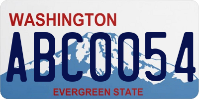 WA license plate ABC0054