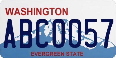 WA license plate ABC0057