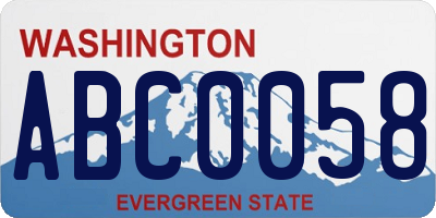 WA license plate ABC0058