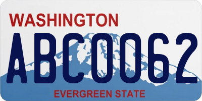 WA license plate ABC0062